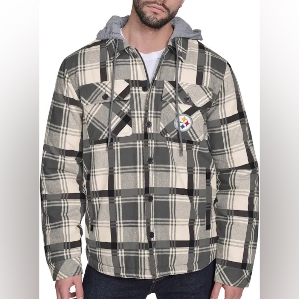NFL Pittsburgh Steelers Men's Medium Weight Flannel Jacket Sz M - NWT